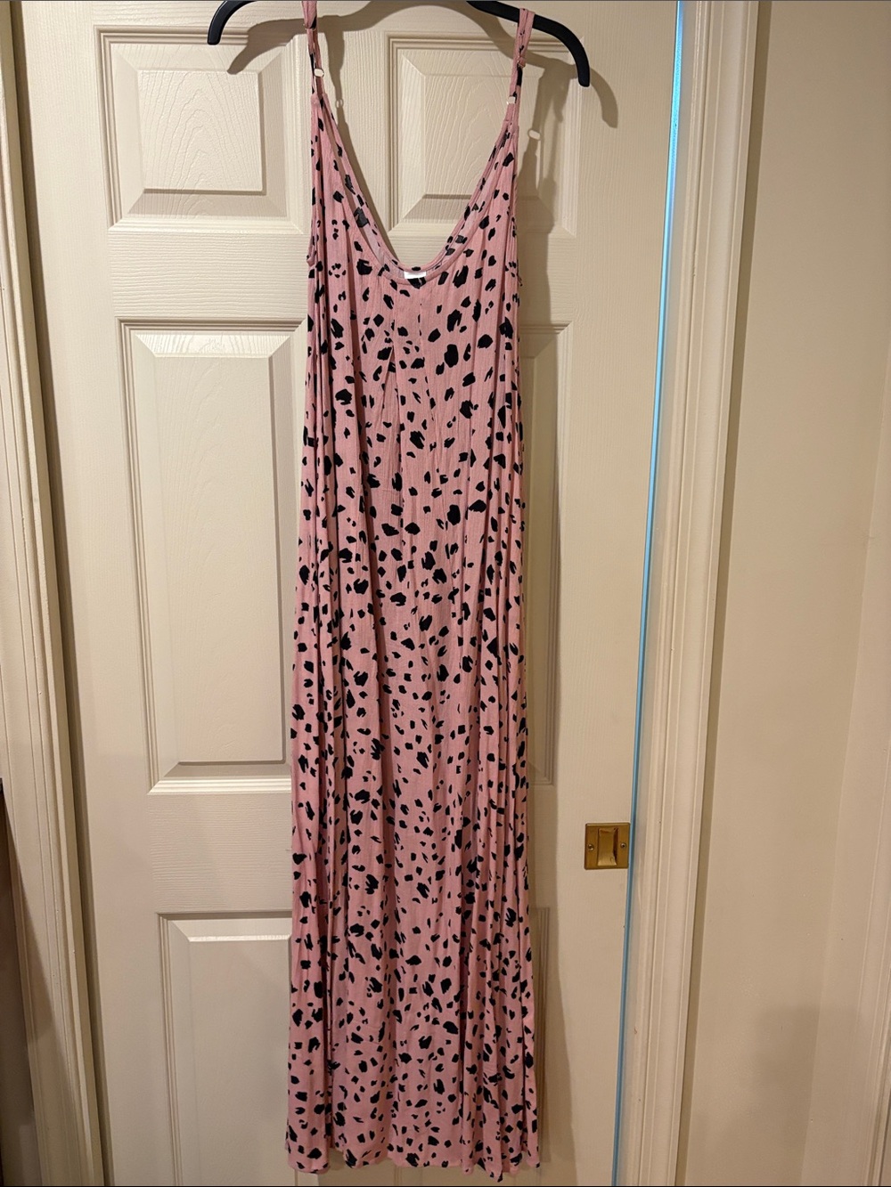 Skye Pink Maxi Dress with Black Spot Print